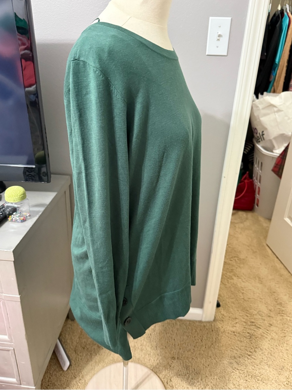 Lane Bryant Green Button Side Tunic Sweater Plus Size 18/20 - Picture 2 of 5